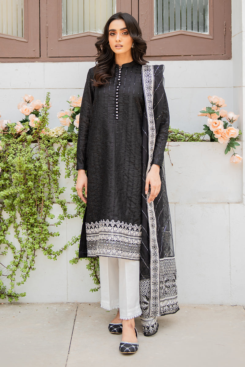 Cross Stitch Black Formal Collection Raw Silk Replica