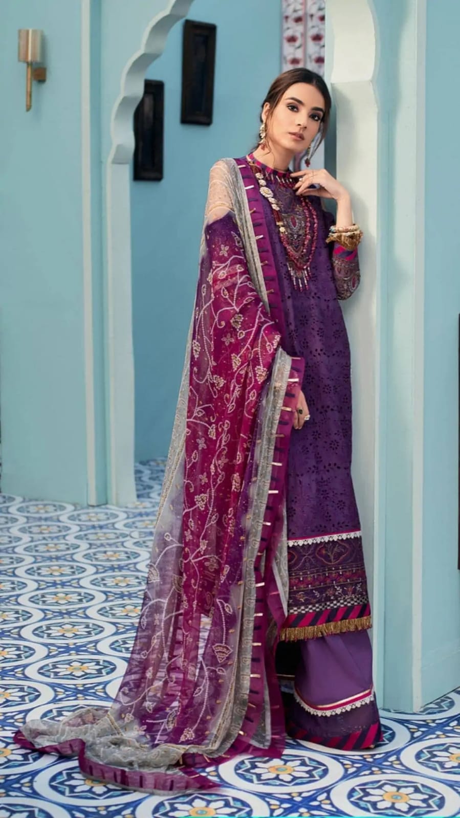 Noor By Sadia Purple Luxury Lawn Collection Replica