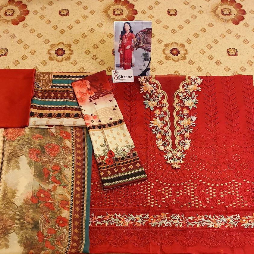Anaya Red Luxury Lawn Collection Replica