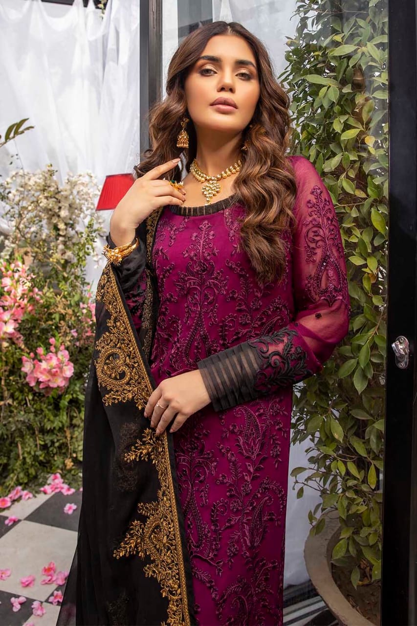 Zainab Chottani Purple Formal Chiffon Replica