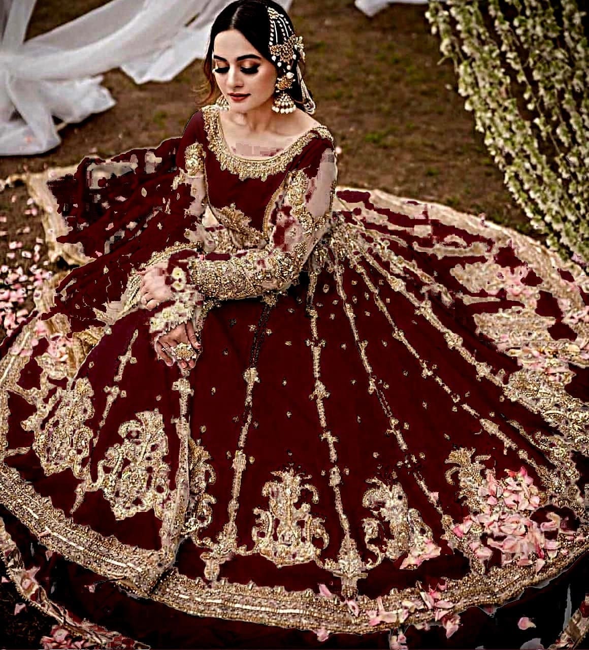 Faiza Saqlain Maroon Bridal Collection Net Replica