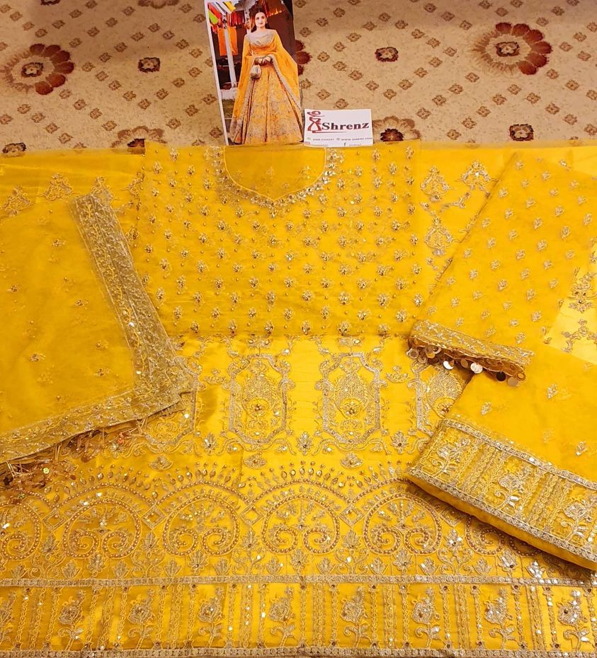 Hira Mani Yellow Luxury Collection Net Replica