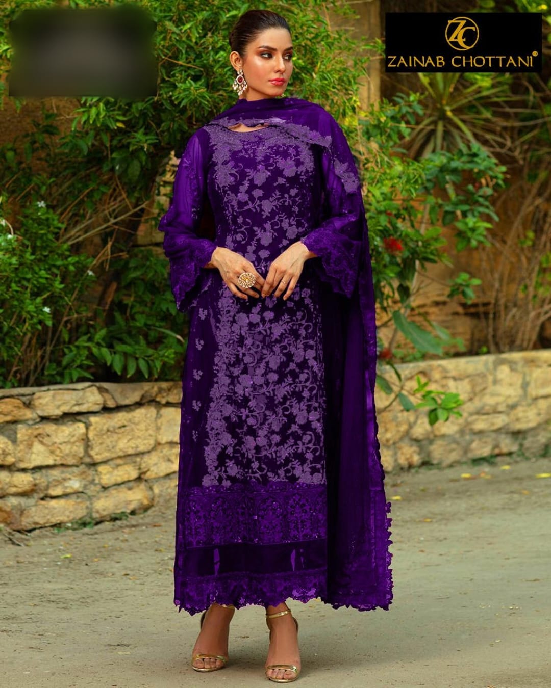 Zainab Chhottani Purple Formal Organza Replica