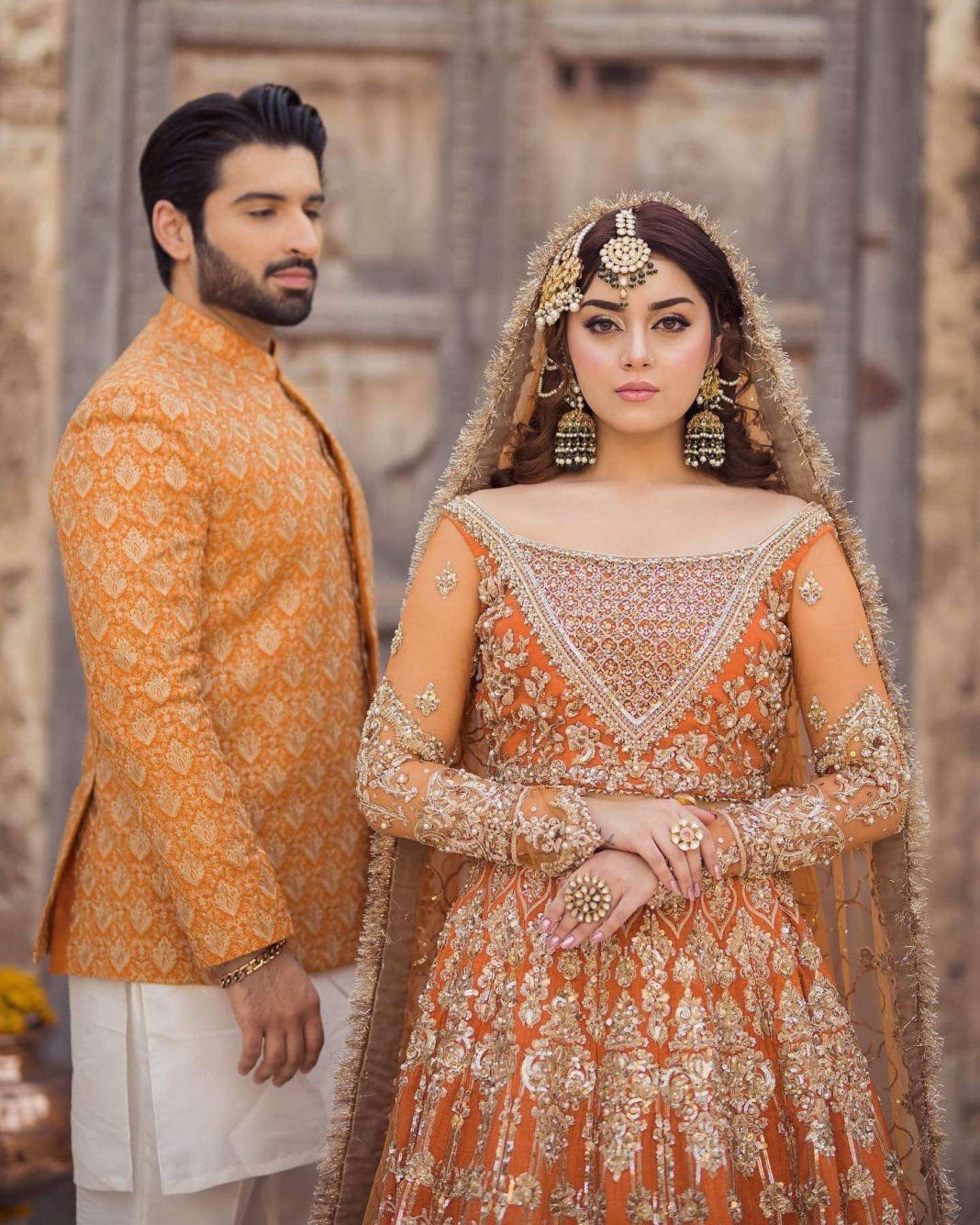 Alizeh Shah Orange Bridal Collection Net Replica