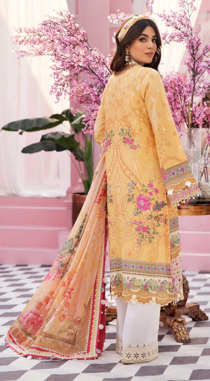 Anaya Yellow Luxury Lawn Collection Replica
