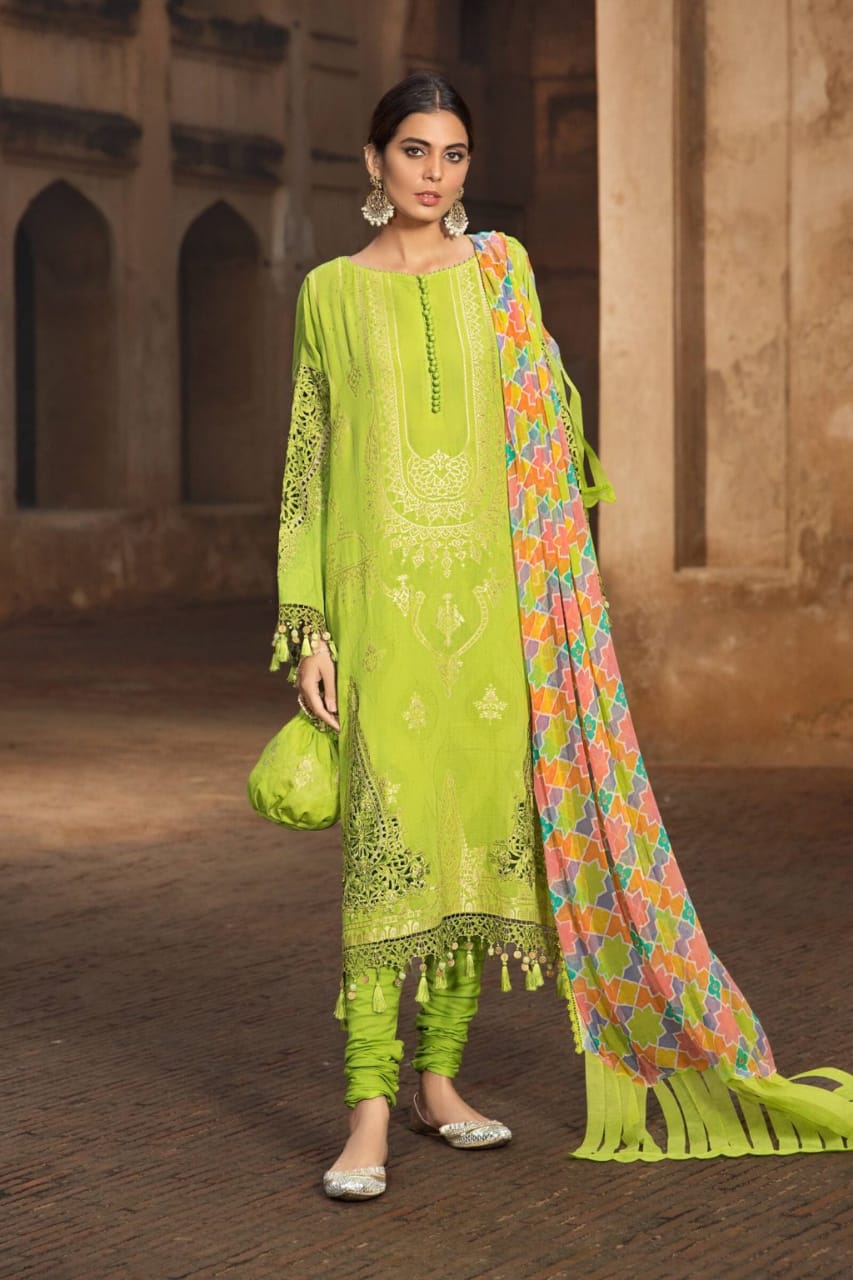 Maria B Parrot Green Luxury Lawn Collection Replica