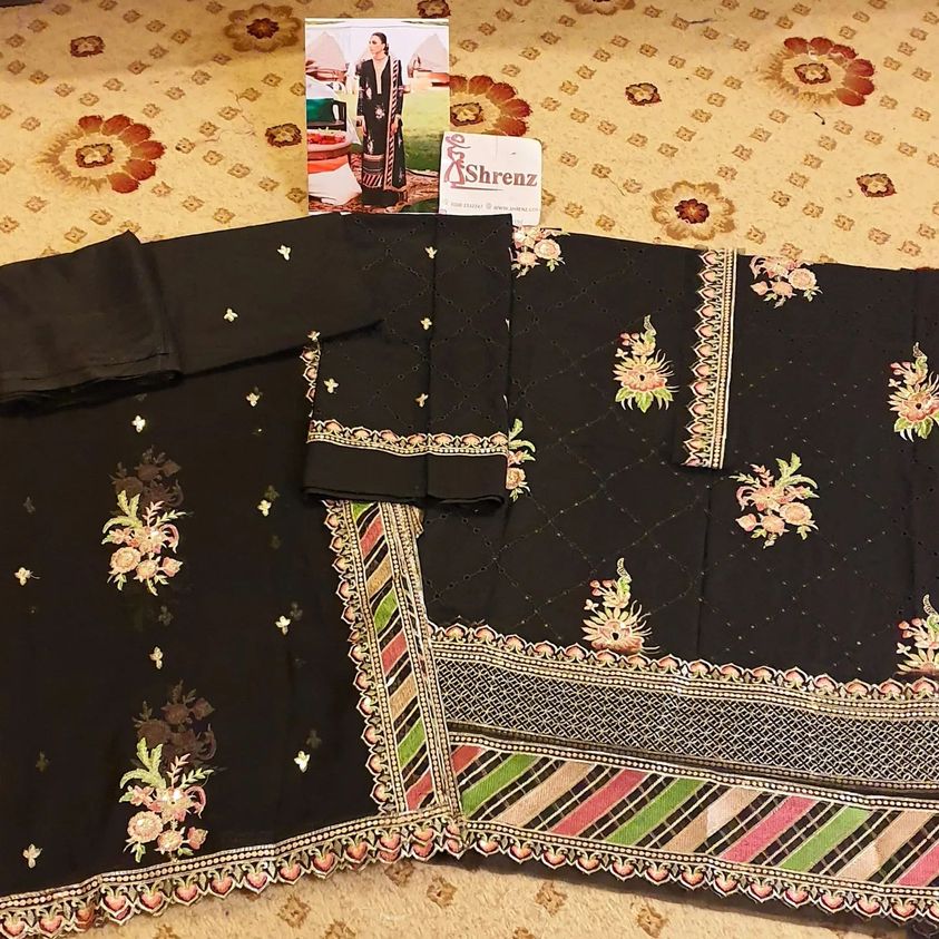 Afrozeh Black Luxury Lawn Collection Replica