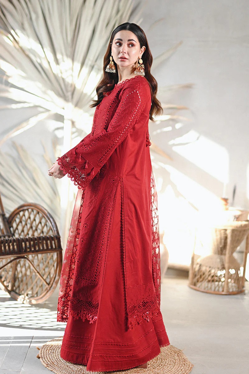 Qalamkaar Red Luxury Lawn Collection Replica