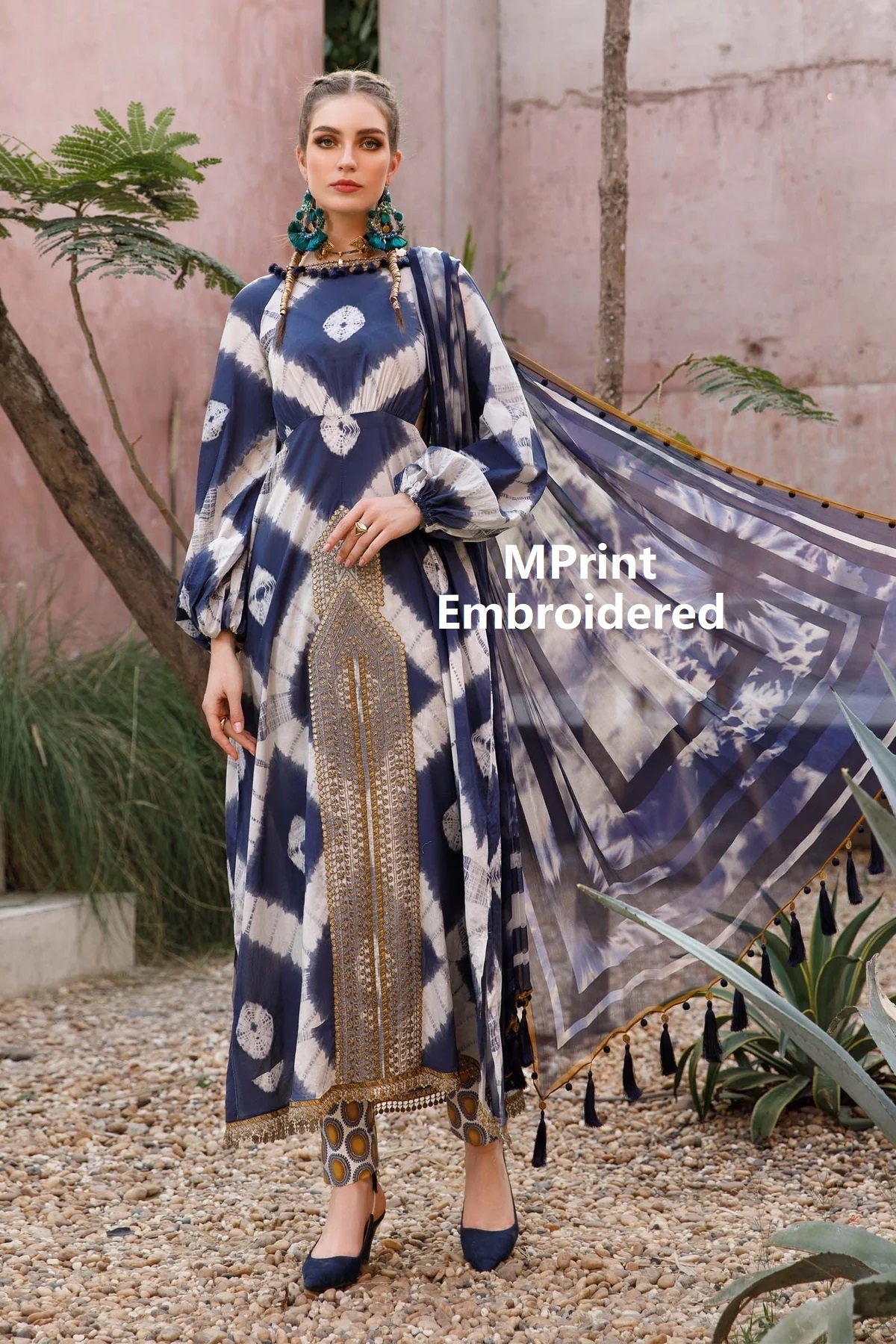 Maria B MPrint Blue Embroidered Luxury Lawn Collection Replica