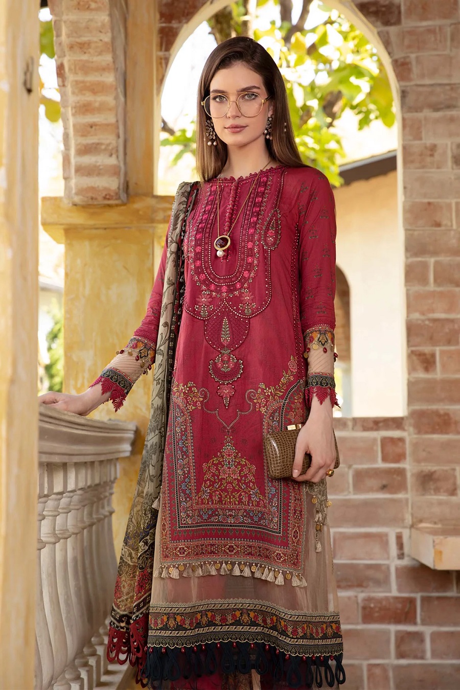 Maria B Red Embroidered Luxury Lawn Collection Replica