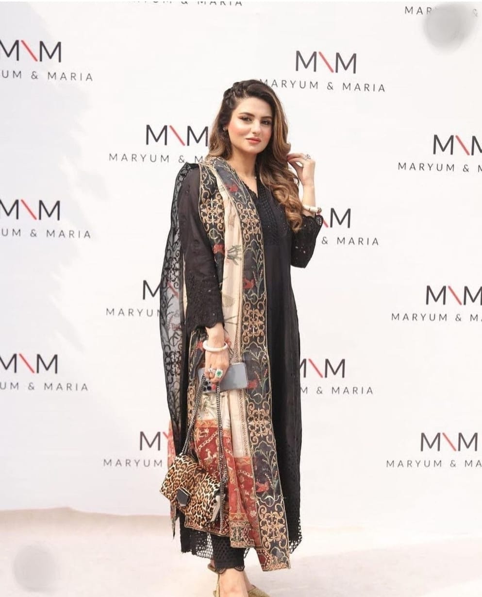 Maryam Hussain Black Luxury Chikankari Collection Replica