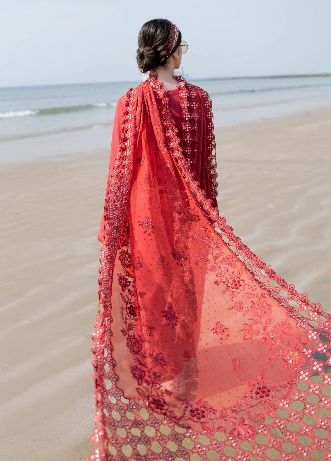 Nureh Tere Sang Red Luxury Lawn Collection Replica