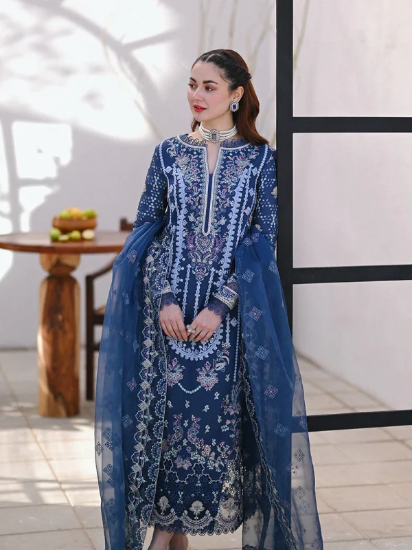Qalamkar Blue Luxury Lawn Collection Replica