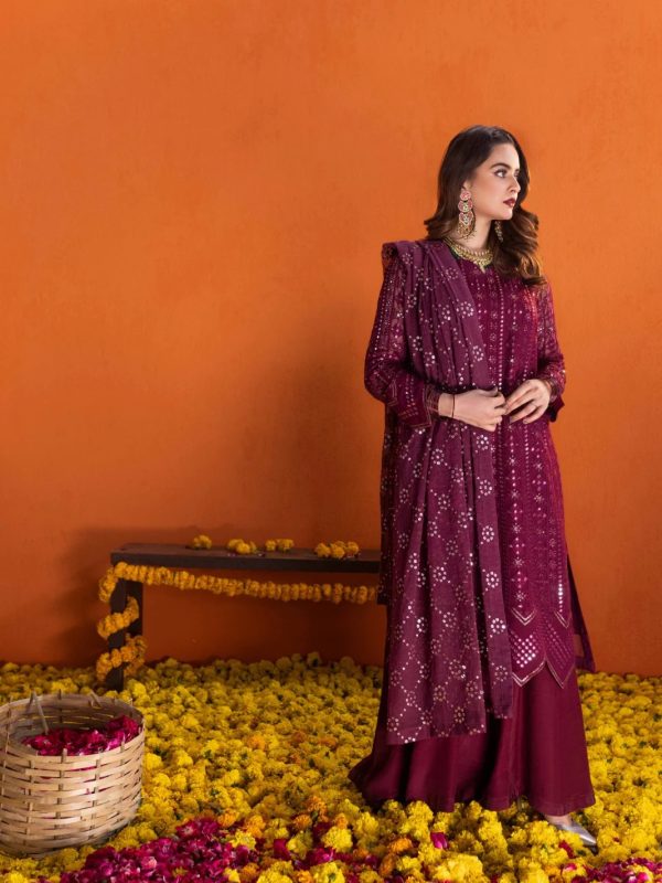 ANM Guzel Maroon Formal Collection Chiffon Replica