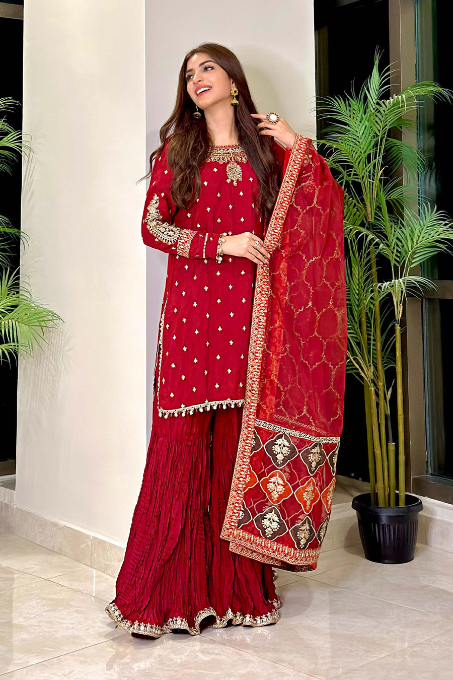 Maria B Red Silk Formal Collection Replica