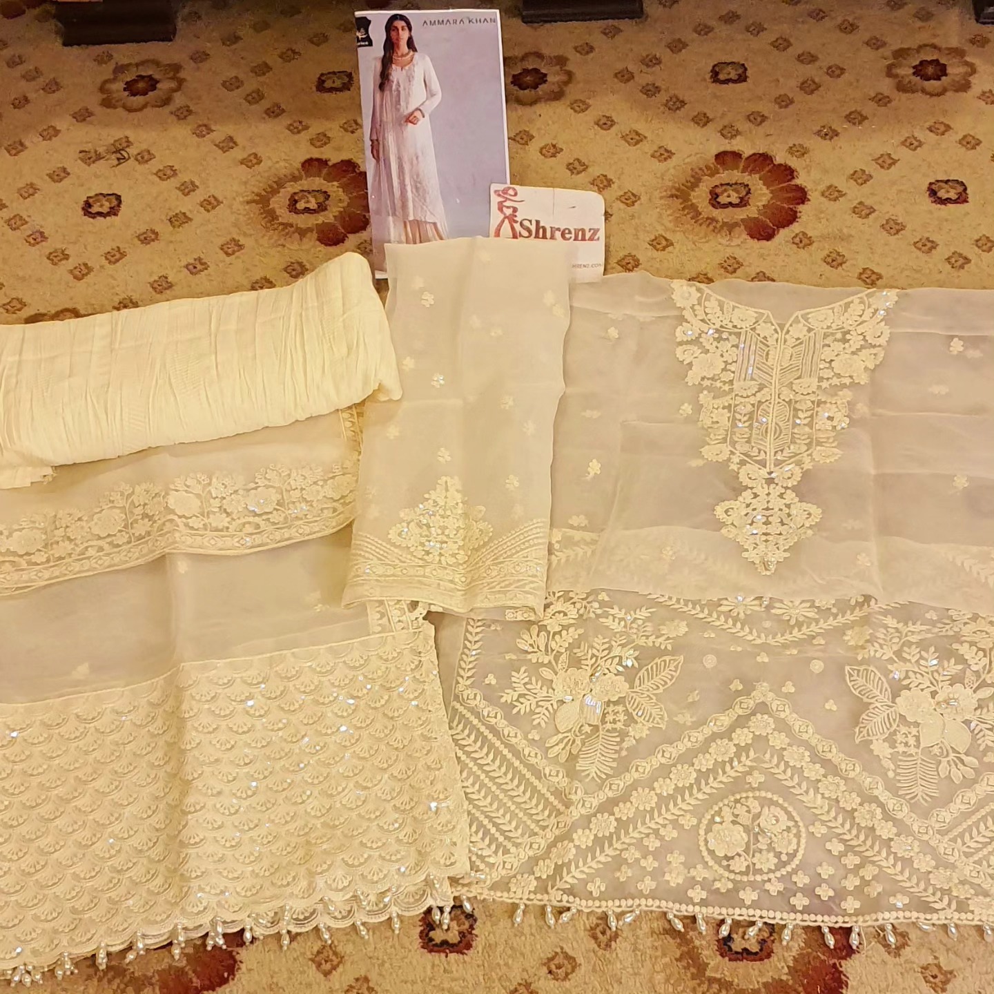 Ammara Khan Off White Formal Collection Organza Replica