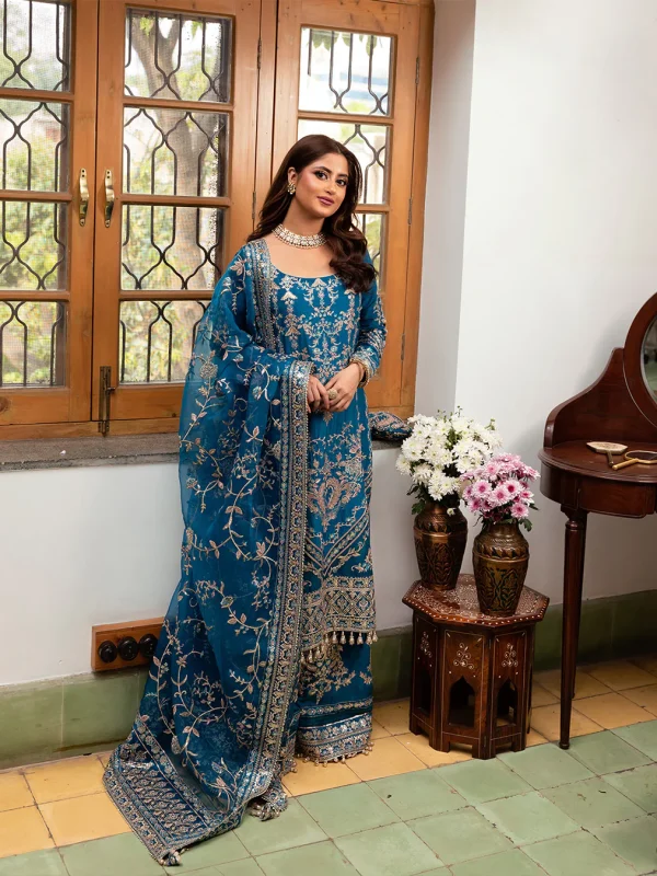 Faiza Saqlain Blue Formal Collection Organza Replica