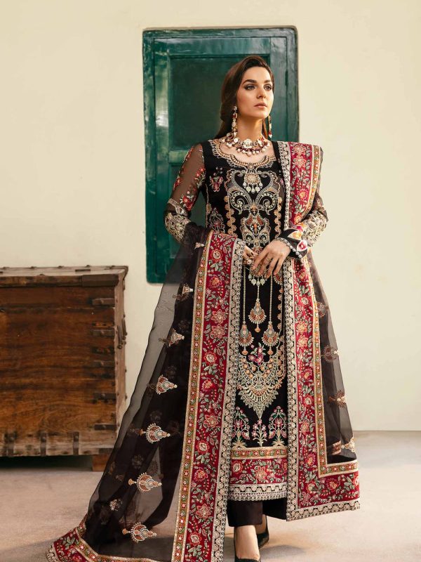 Akbar Aslam Black Formal Collection Chiffon Replica