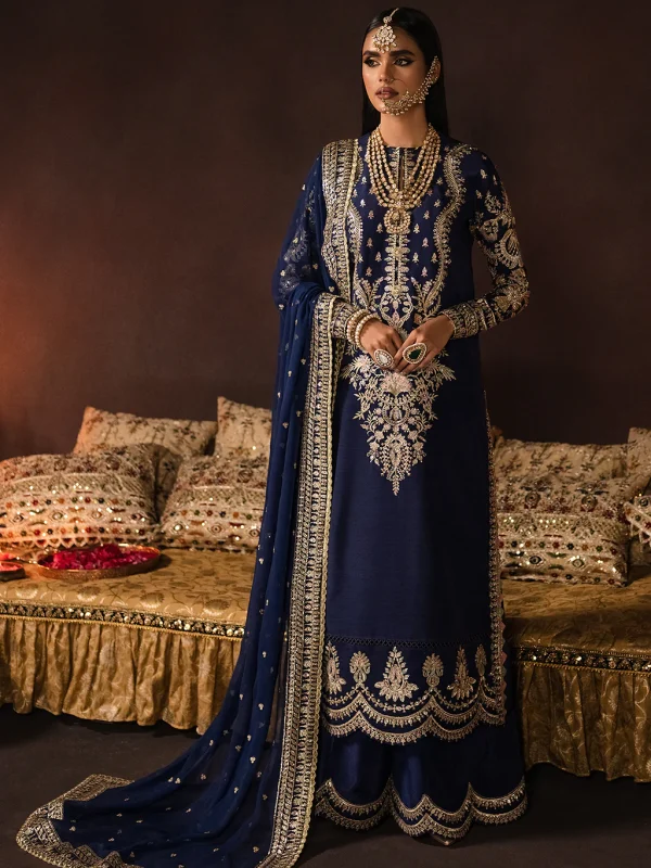 Afrozeh Navy Velvet Collection Net Replica