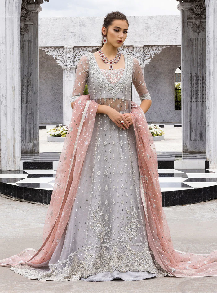 Zainab Chottani Grey Formal Collection Net Replica