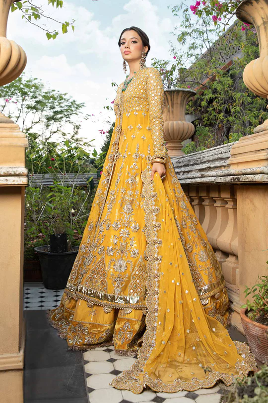 Maria B Yellow Couture Bridal Collection Organza Replica