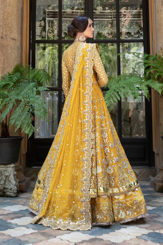Maria B Yellow Couture Bridal Collection Organza Replica