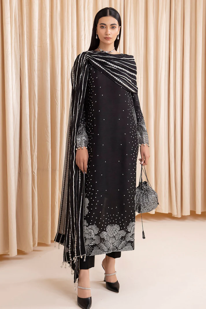 Jazmin Black Luxury Raw Silk Collection Replica