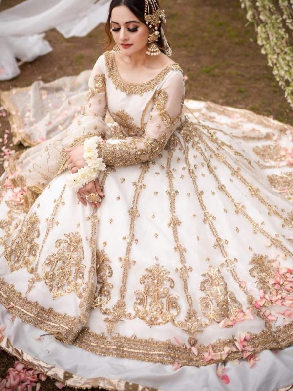 Maha Wajahat White Exclusive Formal Collection Net Replica