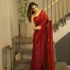 Shrenz Red Saree Exclusive Collection Chiffon Replica