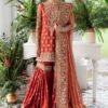 Imrozia Red Formal Gharara Collection Net Replica