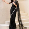 Iznik Black Saree Exclusive Net Collection Replica