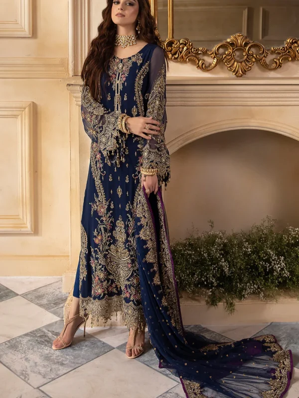 Charizma Blue Formal Chiffon Collection Replica