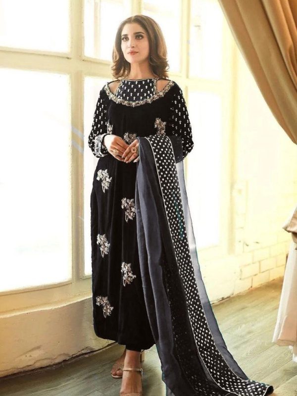 Afrozeh Black Formal Collection Micro Velvet Replica