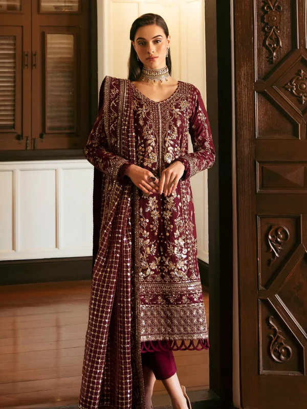 Gulaal Maroon Formal Collection Chiffon Replica