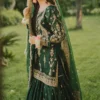 Maha Wajahat Green Gharara Bridal Collection Chiffon Replica