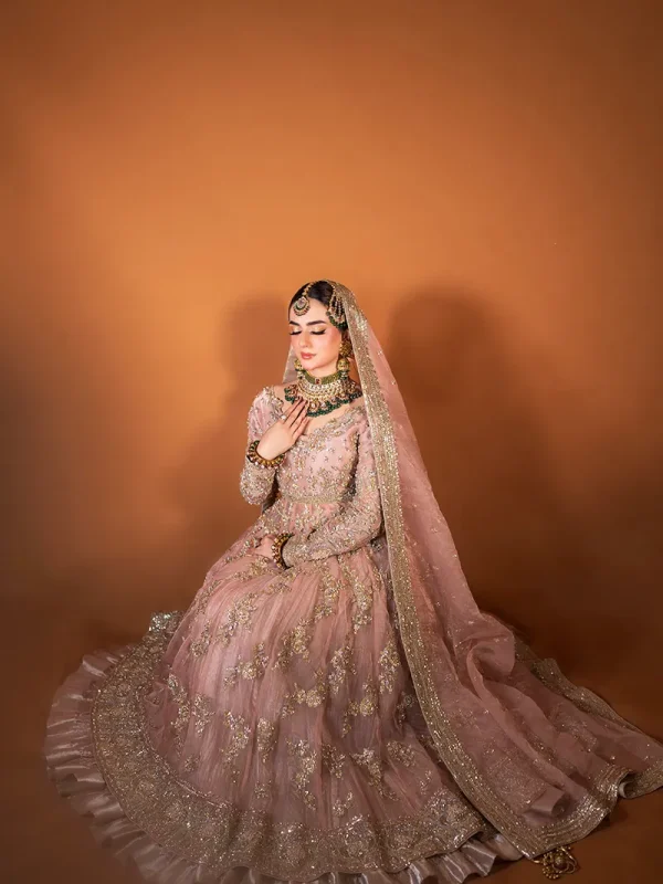 Maha Wajahat Peach Bridal Collection Chiffon Replica