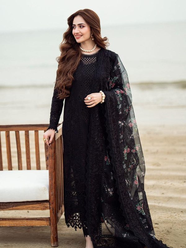Nureh Black Luxury Lawn Collection Replica