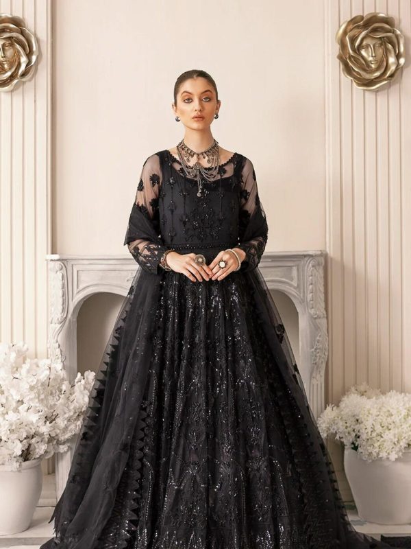 Akbar Aslam Black Bridal Collection Net Replica