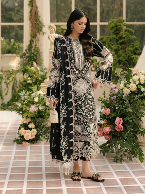 Bin Ilyas Black Luxury Lawn Fareesia Collection Replica