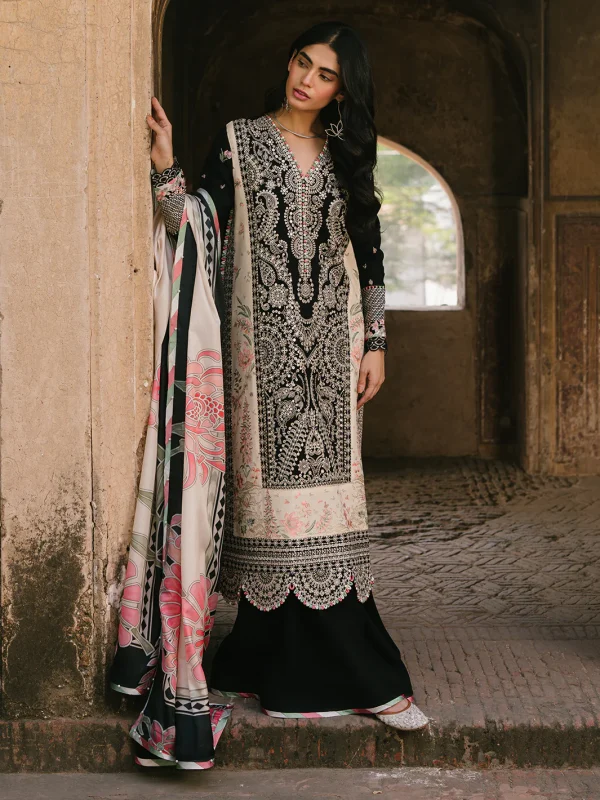 Bin Ilyas Black Luxury Lawn Collection Replica