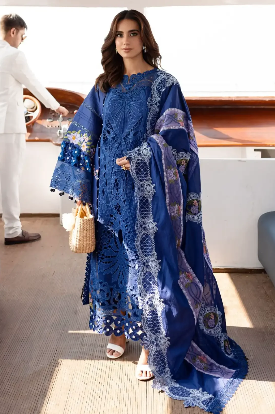 Monaco By Parishay Blue Luxury Lawn collection Replica