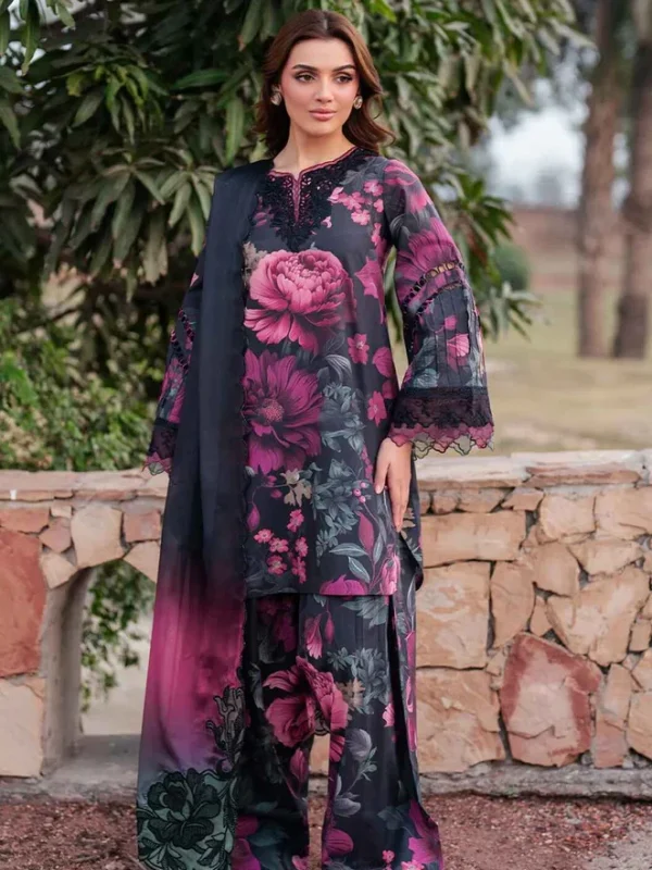 Iznik Black Digital Printed Lawn Collection Replica