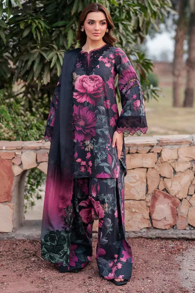 Iznik Black Digital Printed Lawn Collection Replica