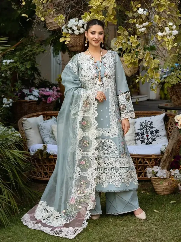 Elaf Seagreen Luxury Lawn Collection Replica