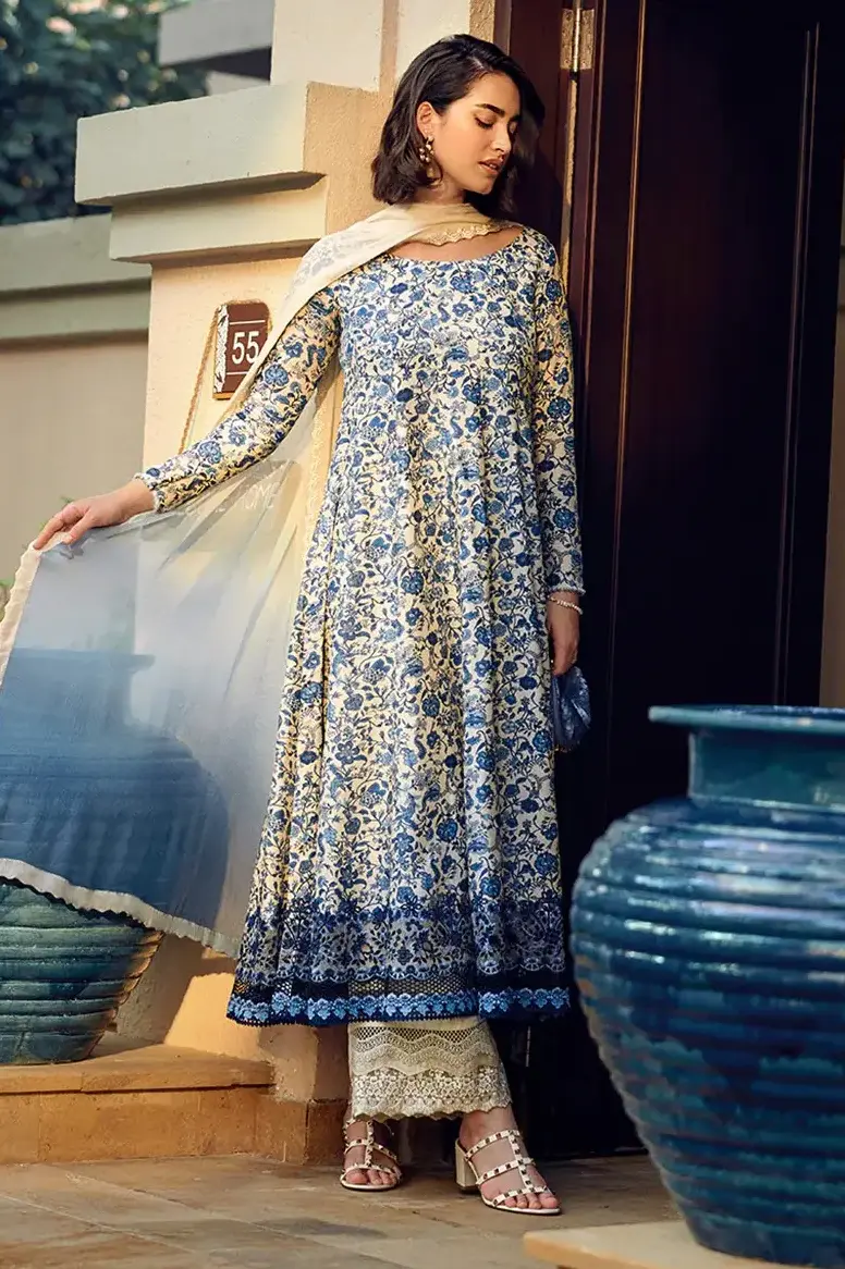 Faiza Saqlain White Digital Printed Lawn Collection Replica