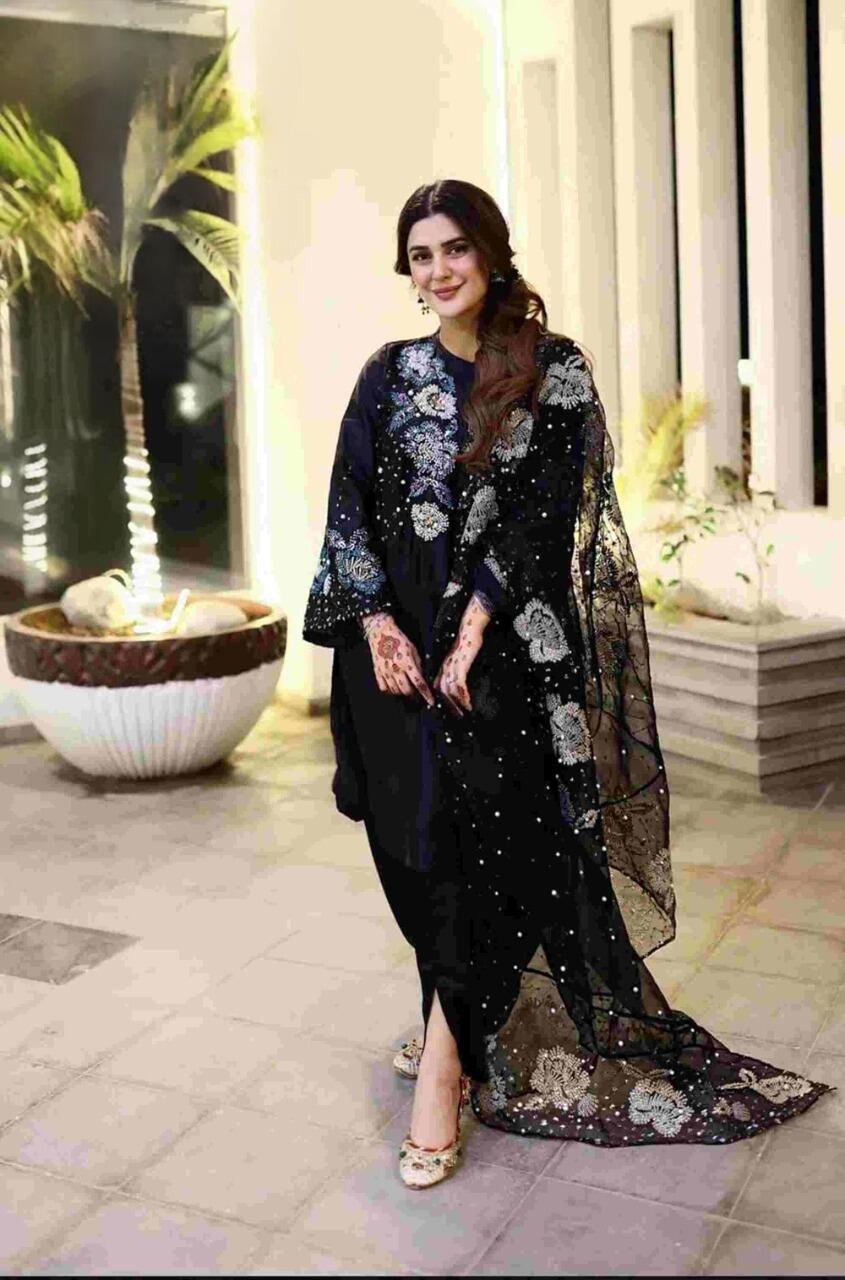 Nureh Black Formal Collection Raw Silk Replica