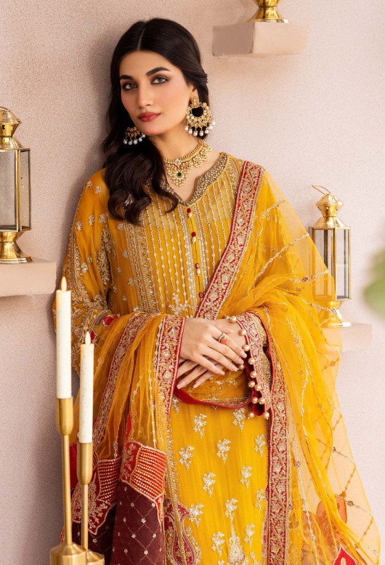 Adan Libas Yellow Formal Collection Chiffon Replica - Image 3