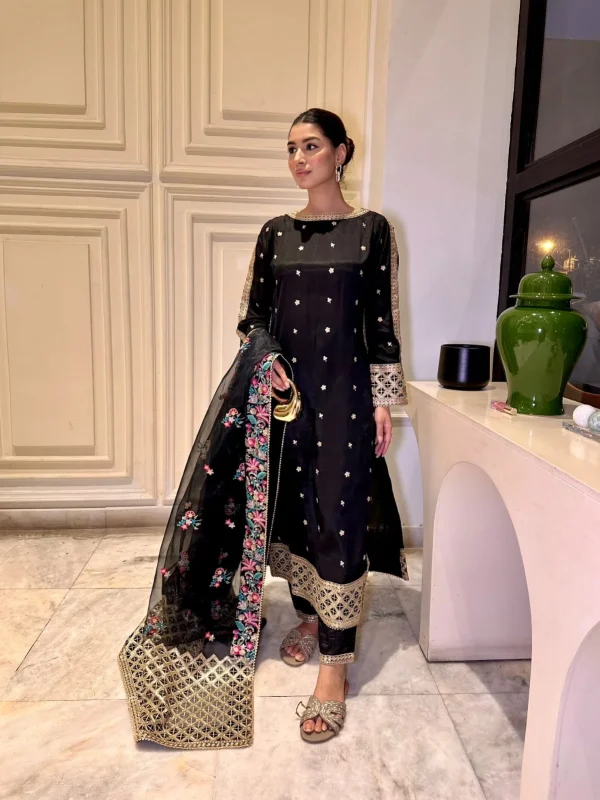 Shrenz Black Formal Collection Raw Silk Replica