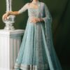 Hussain Rehar Sky Blue Bridal Collection Net Maxi Replica