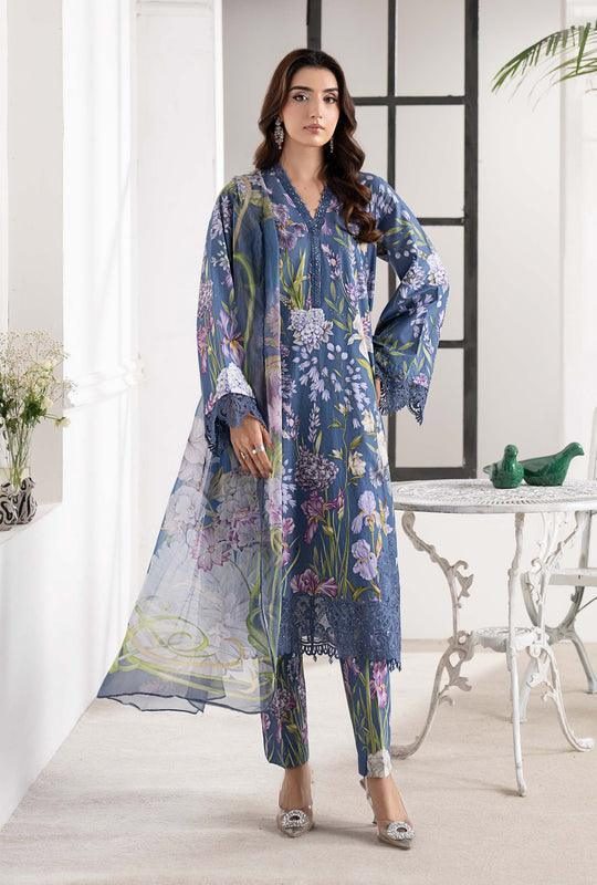 Maria B Blue Digital Printed Silk Collection Replica
